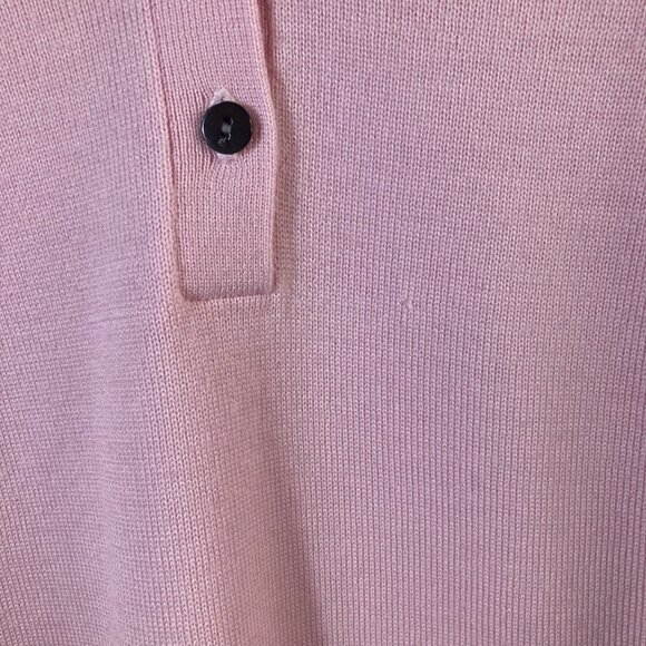 Womens Brooks Brothers Merino Wool Sweater V Neck 1/4 Button Pink L Flaw - Picture 9 of 10
